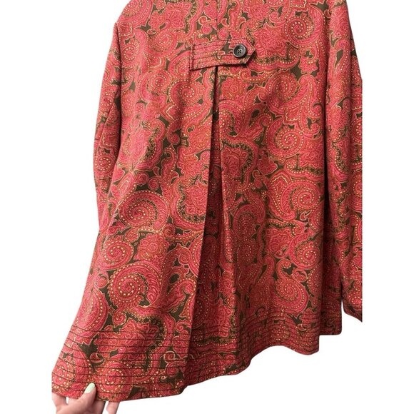 Talbots Pea Coat Women’s Size Large Paisley Print Car Coat Stretch Office - Picture 5 of 5